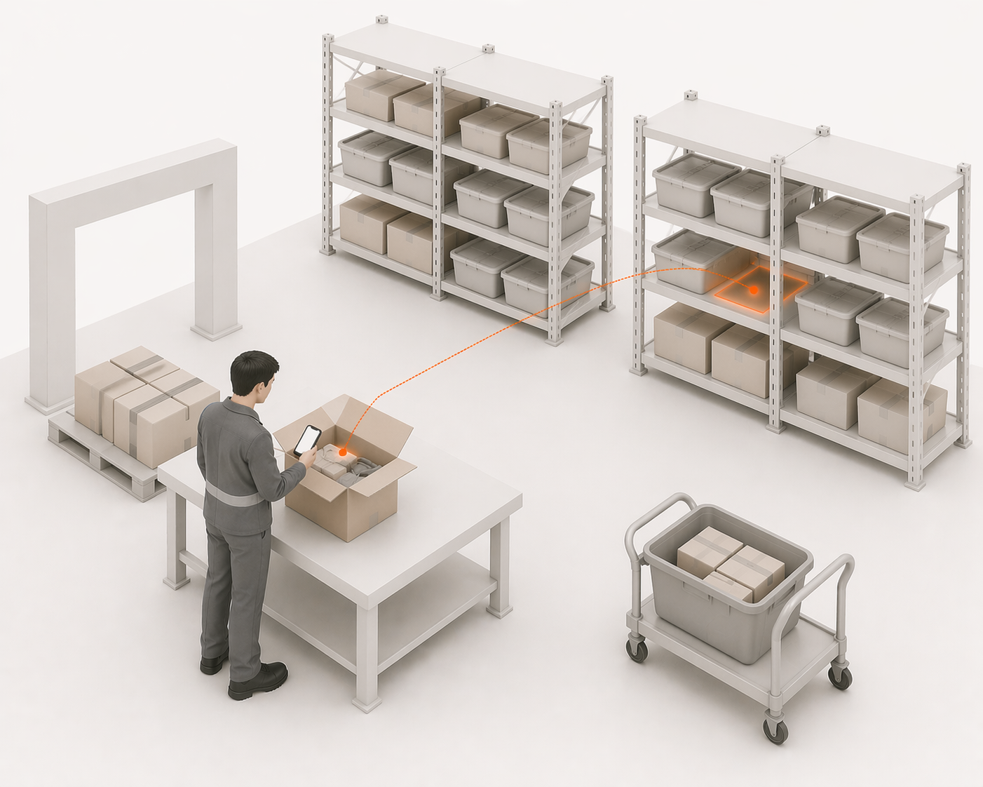 LaSyncro purchase order receiving workflow showing scan-to-receive against supplier POs with real-time Shopify inventory updates