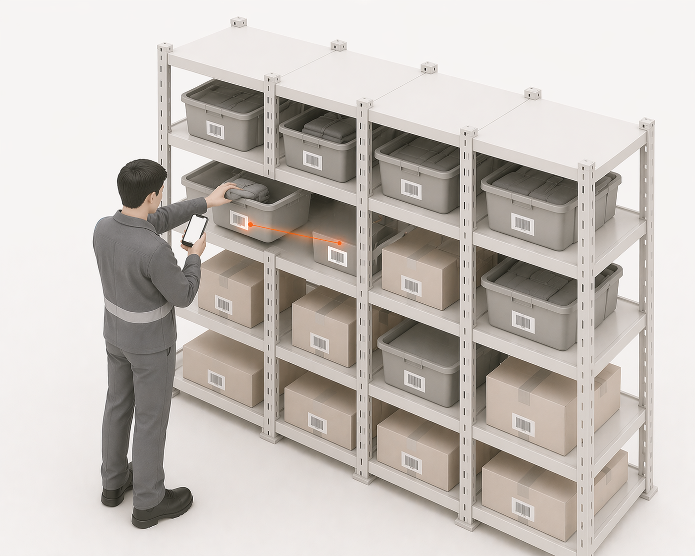 Scanning bin locations in a Shopify warehouse to keep stock findable