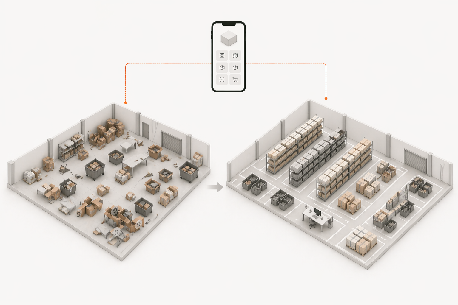 LaSyncro mobile scanning interface showing warehouse location management and real-time inventory drift prevention